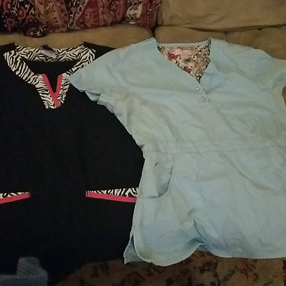 Set of two size large scrub tops